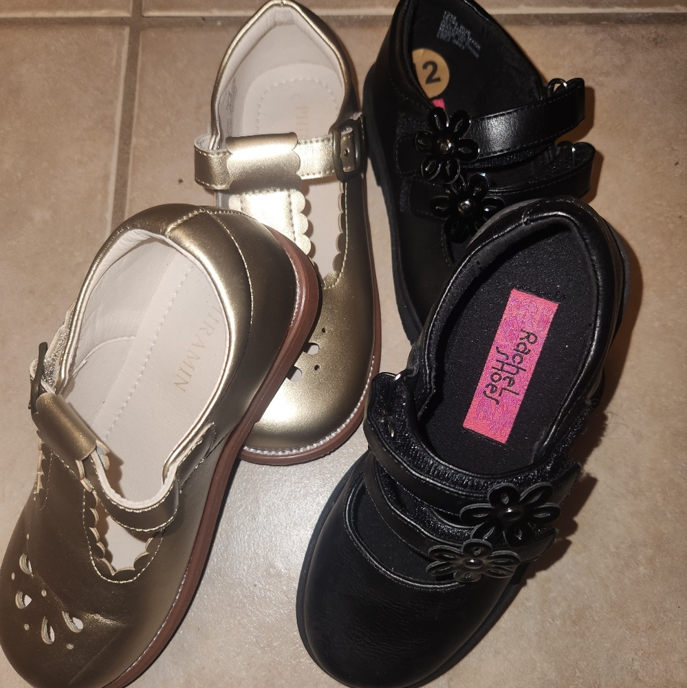 Black and Gold Kids Mary Jane Shoes Bundle